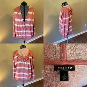 Torrid Dusty Rose Tie-Dye Surplice Hoodie